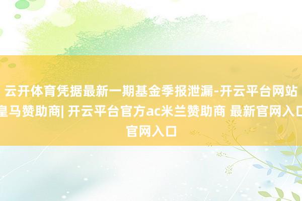 云开体育凭据最新一期基金季报泄漏-开云平台网站皇马赞助商| 