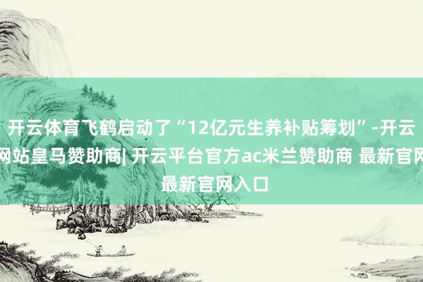开云体育飞鹤启动了“12亿元生养补贴筹划”-开云平台网站皇马