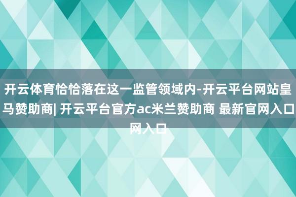 开云体育恰恰落在这一监管领域内-开云平台网站皇马赞助商| 开