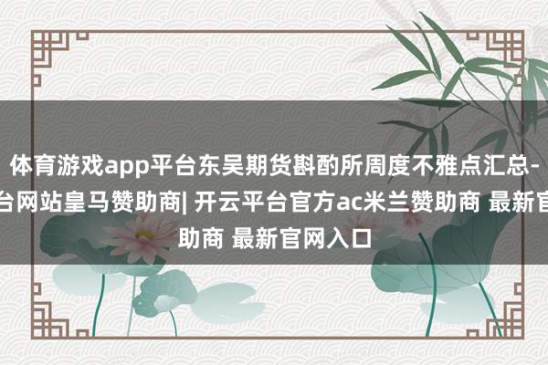 体育游戏app平台东吴期货斟酌所周度不雅点汇总-开云平台网站皇马赞助商| 开云平台官方ac米兰赞助商 最新官网入口