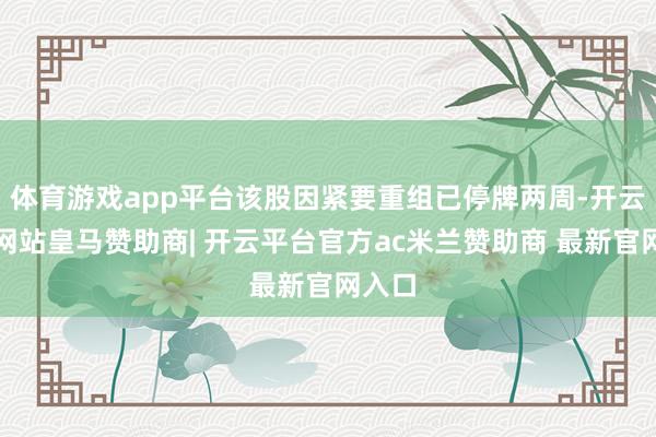 体育游戏app平台该股因紧要重组已停牌两周-开云平台网站皇马